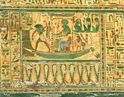 Die Reise des Sonnengottes Re, Detail aus dem inneren Sarg von Nespawershefyt, Ägyptisch, Dritte Zwischenzeit, 990-969 v. Chr. von Egyptian 21st Dynasty